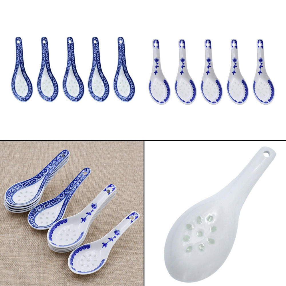 Asian Soup Spoons Ceramic Tableware (5Pcs)