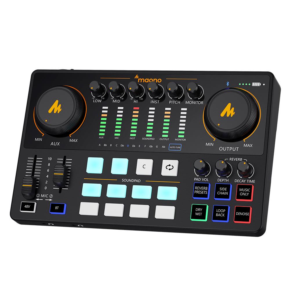 Audio Interface DJ Mixer All in One Portable Podcast Studio for Recording Live Streaming Youtube Guitar PC Sound Card Audio Interface DJ Mixer All in One Portable Podcast Studio for Recording Live Streaming Youtube Guitar PC Sound Card