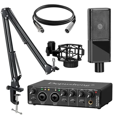 Audio Interface Professional Sound Card with Monitoring Electric Guitar Live Recording For Studio Singing Micro Audio Interface Professional Sound Card with Monitoring Electric Guitar Live Recording For Studio Singing Micro