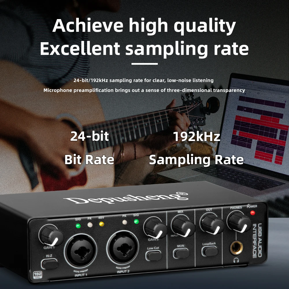 Audio Interface Professional Sound Card with Monitoring Electric Guitar Live Recording For Studio Singing Micro Audio Interface Professional Sound Card with Monitoring Electric Guitar Live Recording For Studio Singing Micro