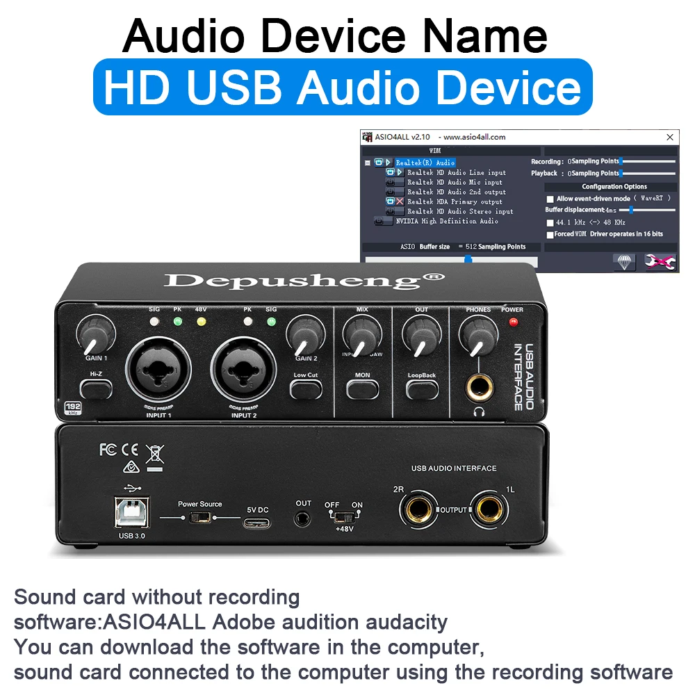 Audio Interface Professional Sound Card with Monitoring Electric Guitar Live Recording For Studio Singing Micro Audio Interface Professional Sound Card with Monitoring Electric Guitar Live Recording For Studio Singing Micro