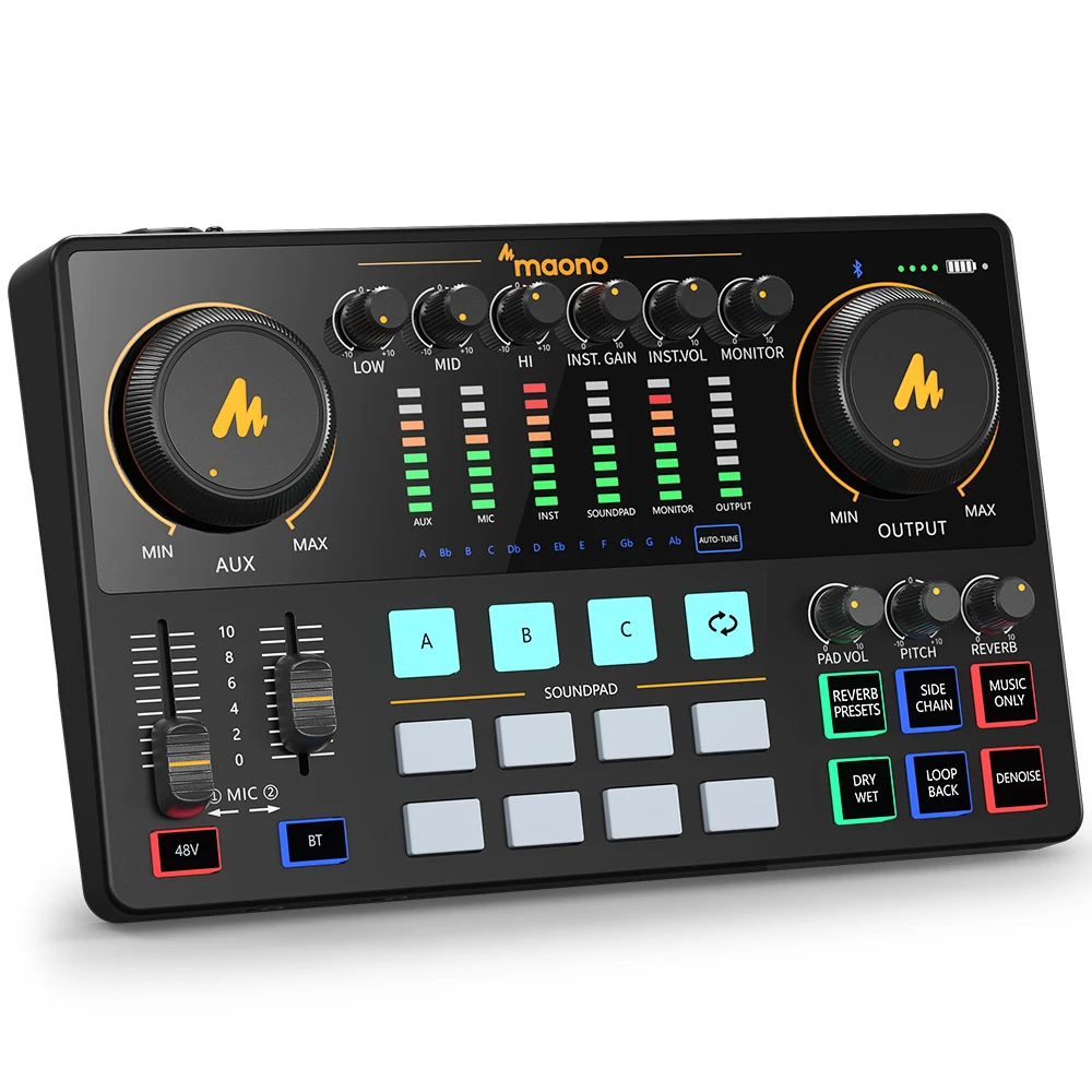 Audio Interface Sound Card DJ Mixer All in One Portable Podcast Studio for Recording,Live Streaming,Youtube,Guitar,PC Audio Interface Sound Card DJ Mixer All in One Portable Podcast Studio for Recording,Live Streaming,Youtube,Guitar,PC