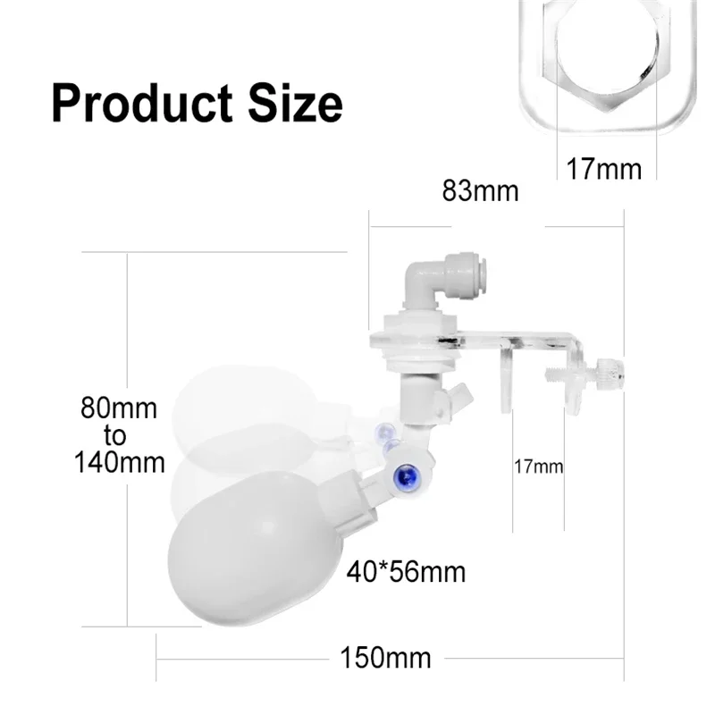 Auto Aquarium Water Changer Kit Power Free Fish Tank Float Ball Valve Type Auto Water Filler Water Level Controller 1/4