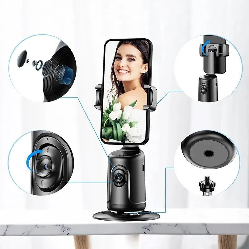 Auto Face Tracking Phone Holder Tripod Stand Smart Selfie Stick 360 Rotation Fast Face & Object Tracking Cameraman