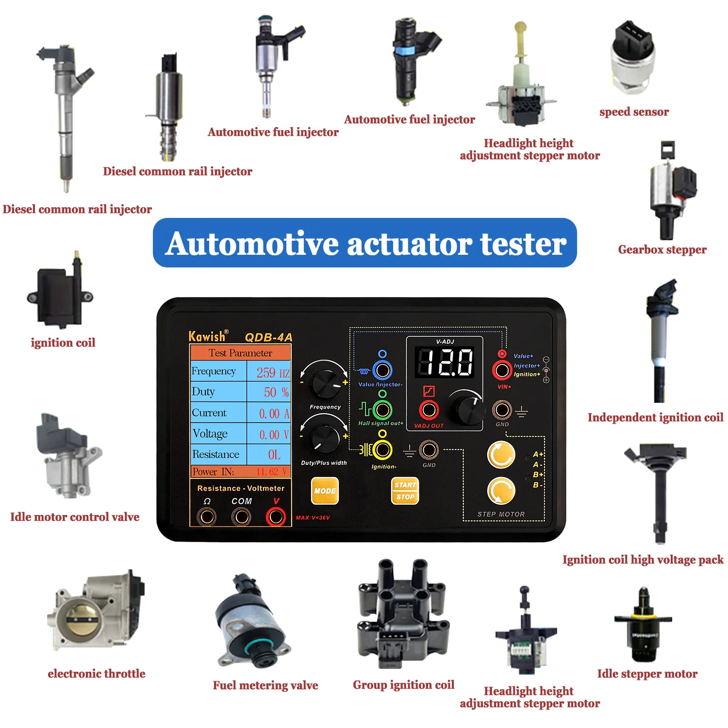 Auto Ignition Coil Test Injector Solenoid Valve Idling Stepper Motor Instrument Tester Fault Detector Drive Simulator Auto Ignition Coil Test Injector Solenoid Valve Idling Stepper Motor Instrument Tester Fault Detector Drive Simulator
