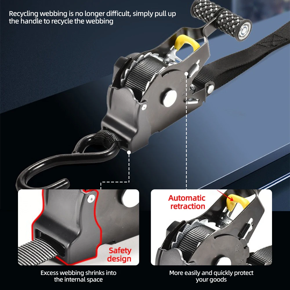 Auto Straps For Cargo Tape Retractable Belts For Load Luggage Strap Ratchet Tensioner Belt For Motorcycles Ratchet Auto Straps For Cargo Tape Retractable Belts For Load Luggage Strap Ratchet Tensioner Belt For Motorcycles Ratchet