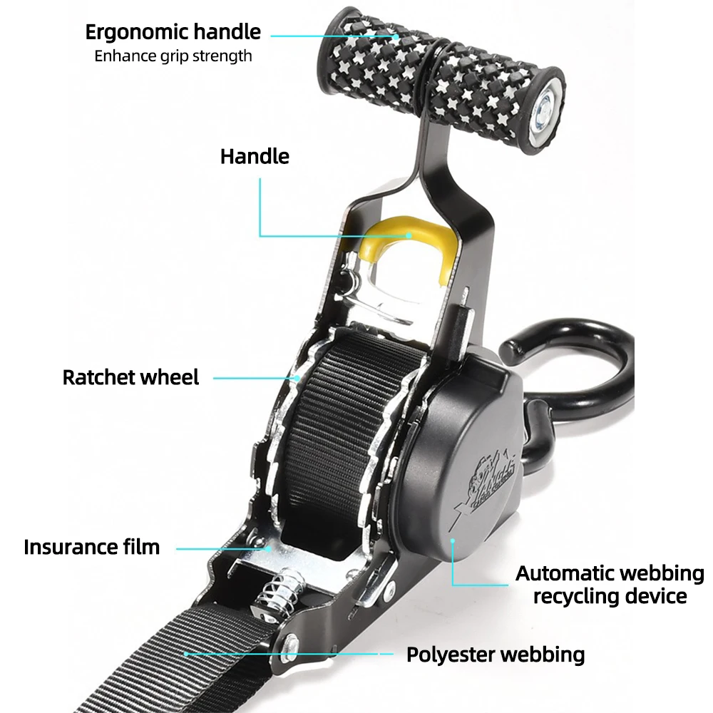 Auto Straps For Cargo Tape Retractable Belts For Load Luggage Strap Ratchet Tensioner Belt For Motorcycles Ratchet Auto Straps For Cargo Tape Retractable Belts For Load Luggage Strap Ratchet Tensioner Belt For Motorcycles Ratchet