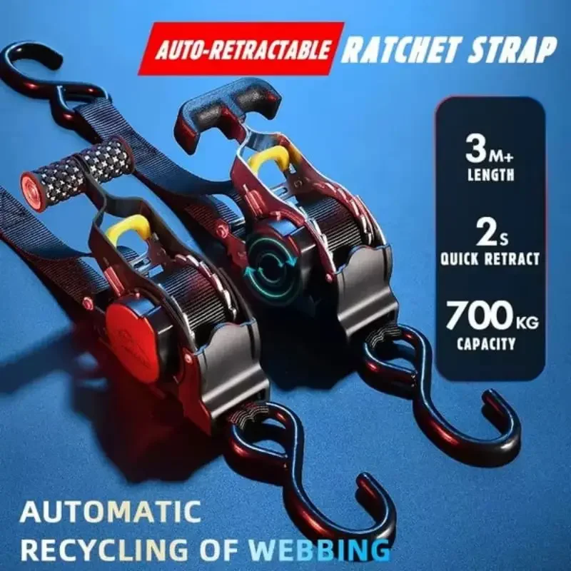 Auto Straps For Cargo Tape Retractable Belts For Motorcycles Ratchet Strap For Load Luggage Strap Ratchet Tensioner