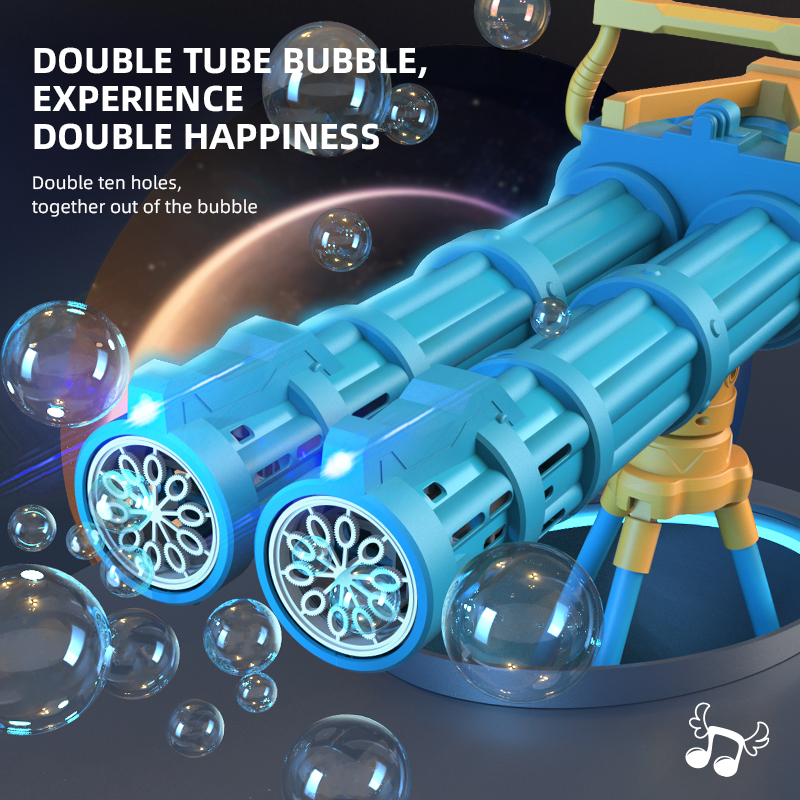 Automatic Bubble Gun Rocket Double Tube Bubbles Machine Outdoor Blowing Bubble Toys for Kids Water Pomperos Childrens
