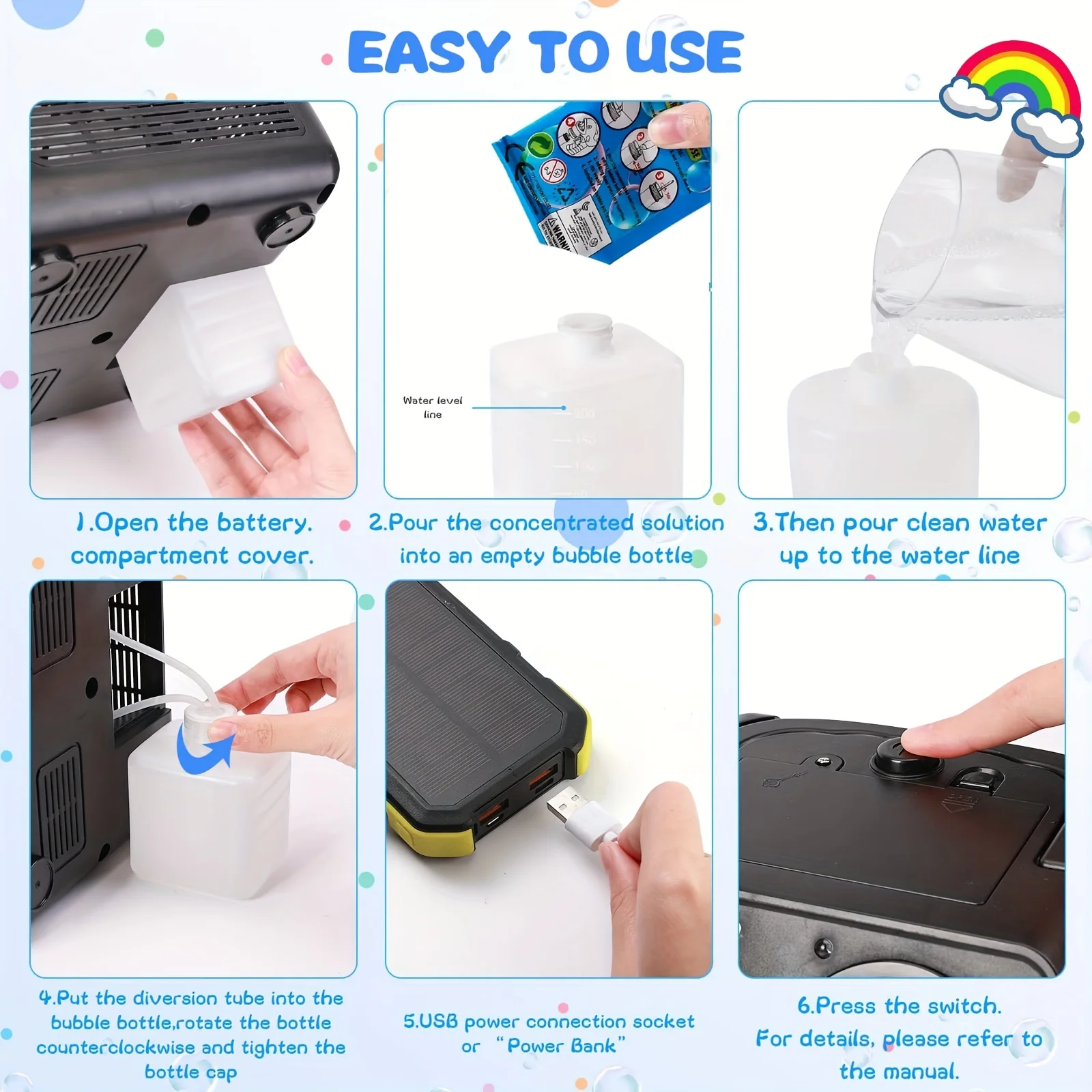 Automatic Bubble Machine Upgrade Bubble Blower with 2 Fans, 20000+ Bubbles Per Minute Bubbles for Kids Portable Bubble