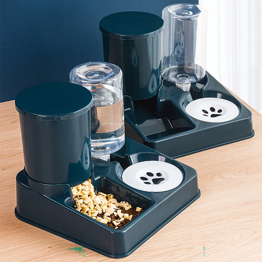 Automatic Cat Feeder Water Dispenser Set, 2 In 1 Tilted Automatic Pet Food And Water Feeder Gravity Food Feeder and Automatic Cat Feeder Water Dispenser Set, 2 In 1 Tilted Automatic Pet Food And Water Feeder Gravity Food Feeder and