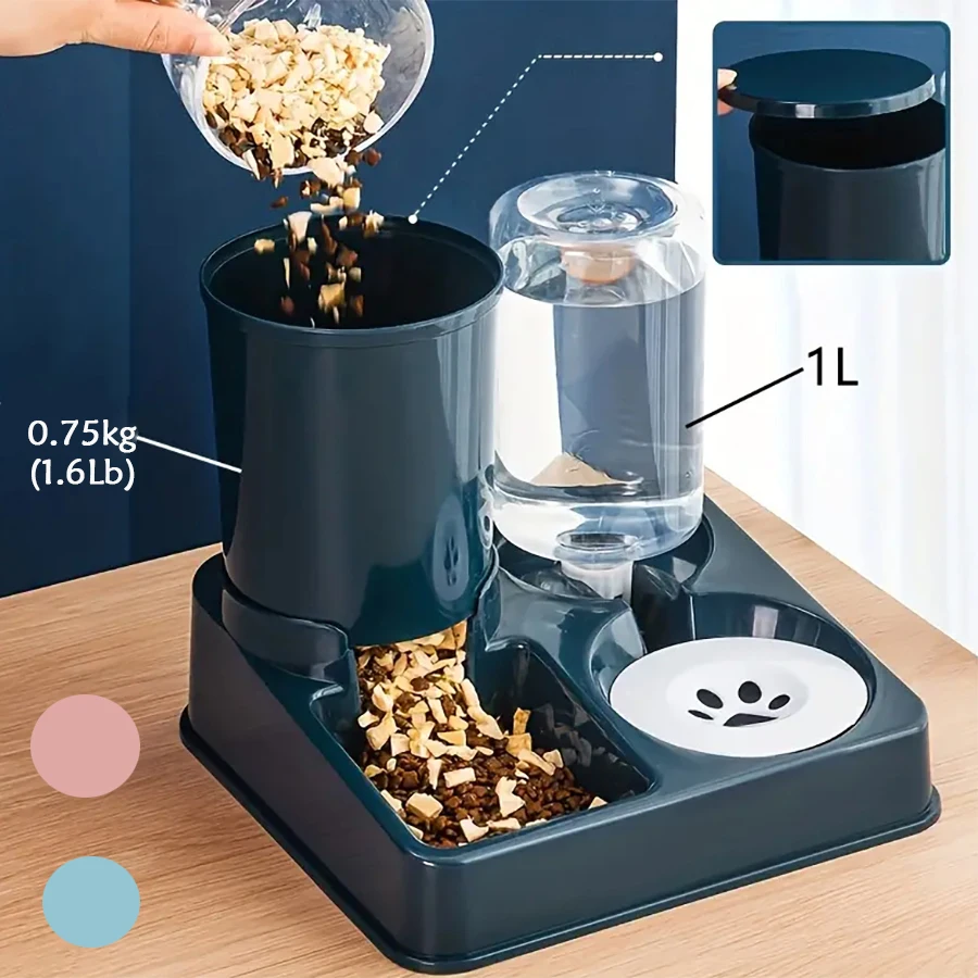 Automatic Cat Feeder Water Dispenser Set, 2 In 1 Tilted Automatic Pet Food And Water Feeder Gravity Food Feeder and Automatic Cat Feeder Water Dispenser Set, 2 In 1 Tilted Automatic Pet Food And Water Feeder Gravity Food Feeder and