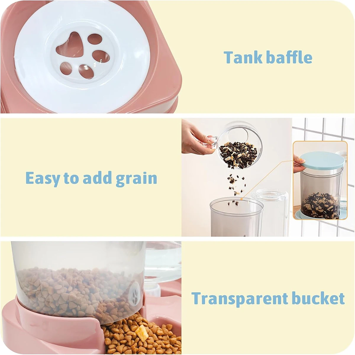 Automatic Cat Feeder Water Dispenser Set, 2 In 1 Tilted Automatic Pet Food And Water Feeder Gravity Food Feeder and Automatic Cat Feeder Water Dispenser Set, 2 In 1 Tilted Automatic Pet Food And Water Feeder Gravity Food Feeder and