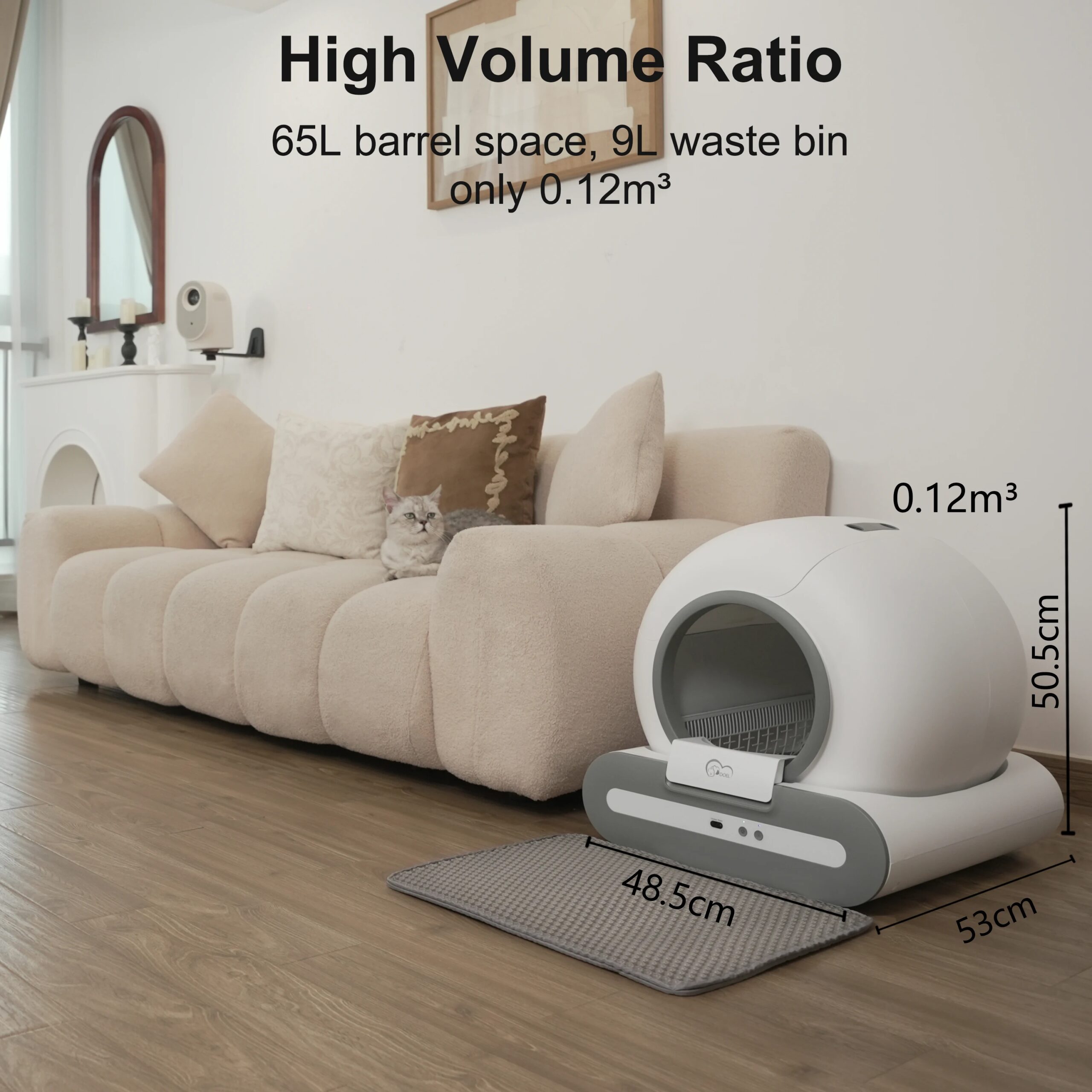 Automatic Cat Litter Box Self Cleaning with App Control and Cat Litter Mat Smart Cat Toilet for Multiple Large Cats Automatic Cat Litter Box Self Cleaning with App Control and Cat Litter Mat Smart Cat Toilet for Multiple Large Cats