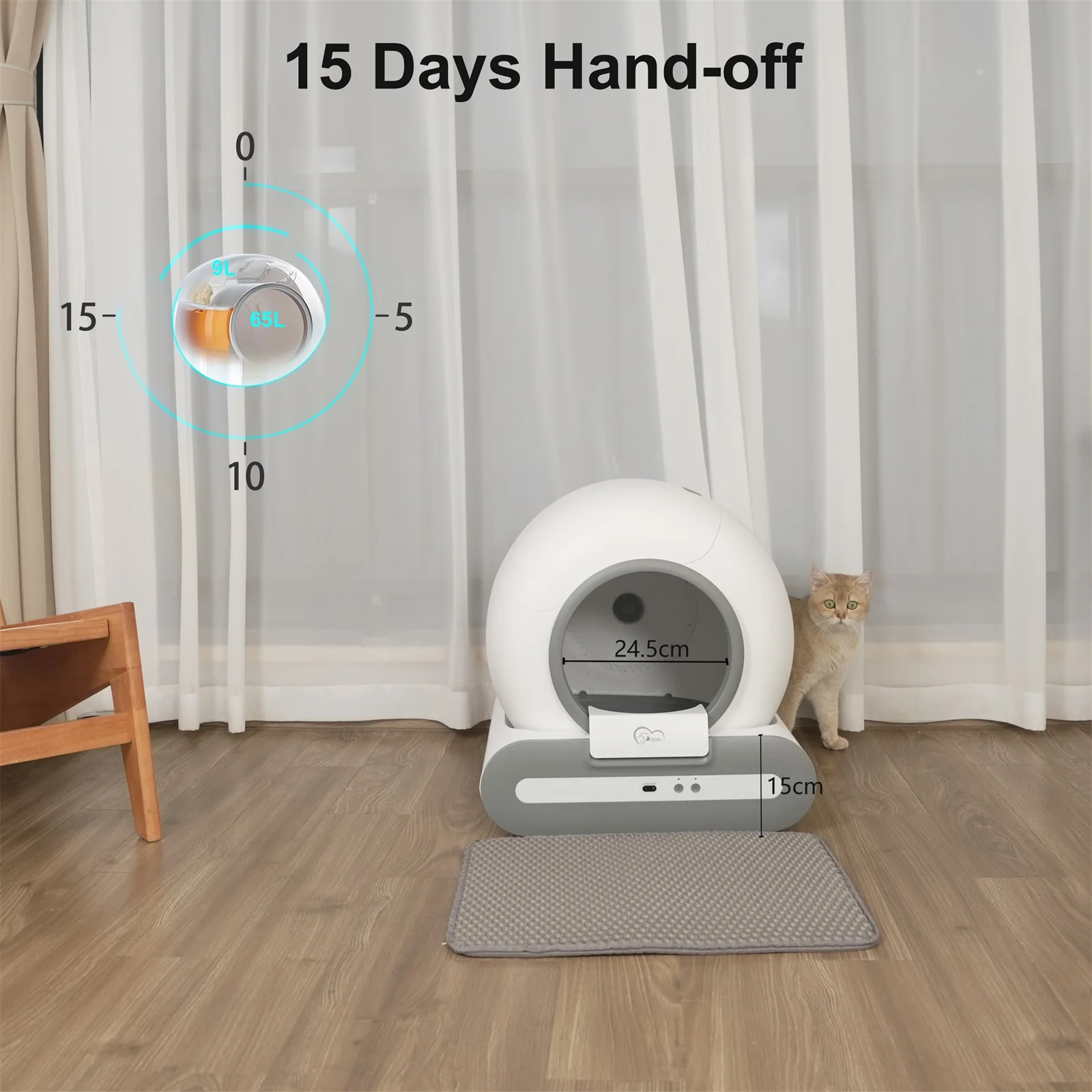 Automatic Cat Litter Box Self Cleaning with App Control and Cat Litter Mat Smart Cat Toilet for Multiple Large Cats Automatic Cat Litter Box Self Cleaning with App Control and Cat Litter Mat Smart Cat Toilet for Multiple Large Cats