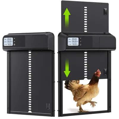 Automatic Chicken Coop Door Aluminum Chicken Door Opener Timer Controlled Open/Close Coop Door Anti-Pinch Function Automatic Chicken Coop Door Aluminum Chicken Door Opener Timer Controlled Open/Close Coop Door Anti-Pinch Function