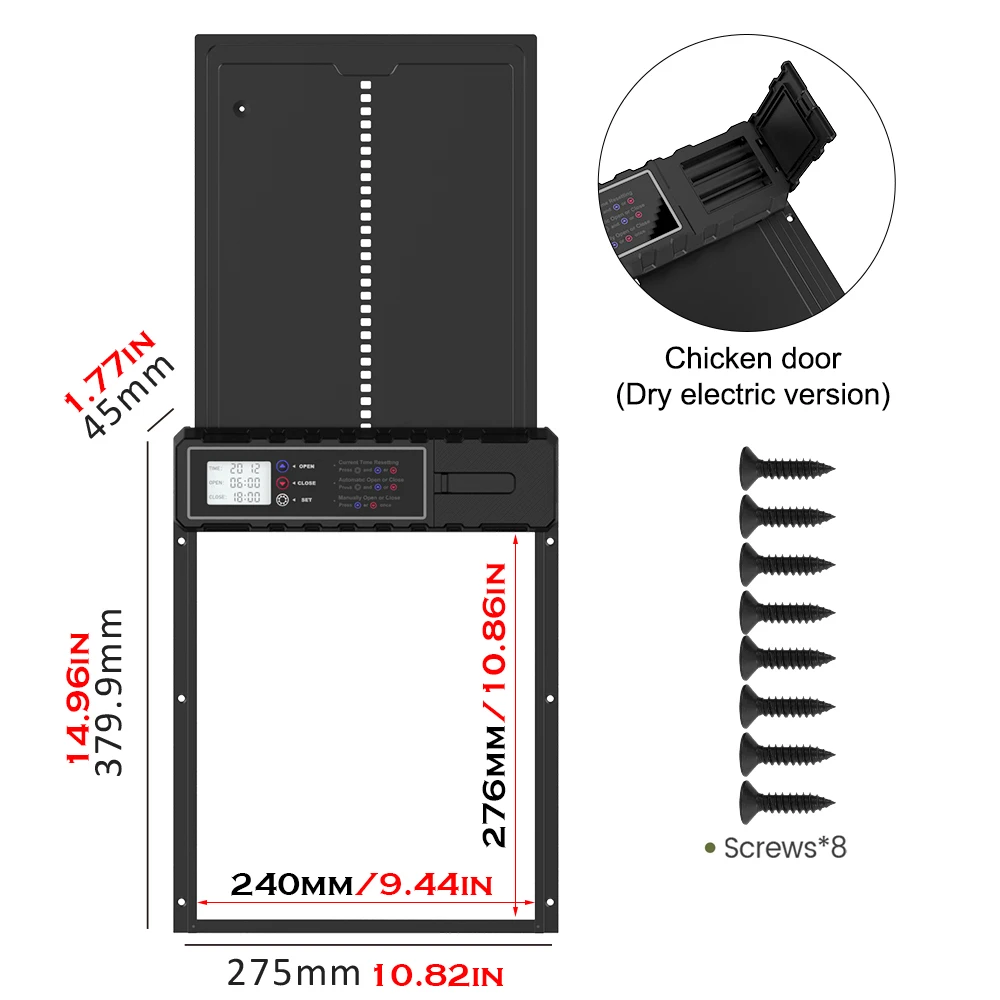 Automatic Chicken Coop Door Aluminum Chicken Door Opener Timer Controlled Open/Close Coop Door Anti-Pinch Function Automatic Chicken Coop Door Aluminum Chicken Door Opener Timer Controlled Open/Close Coop Door Anti-Pinch Function