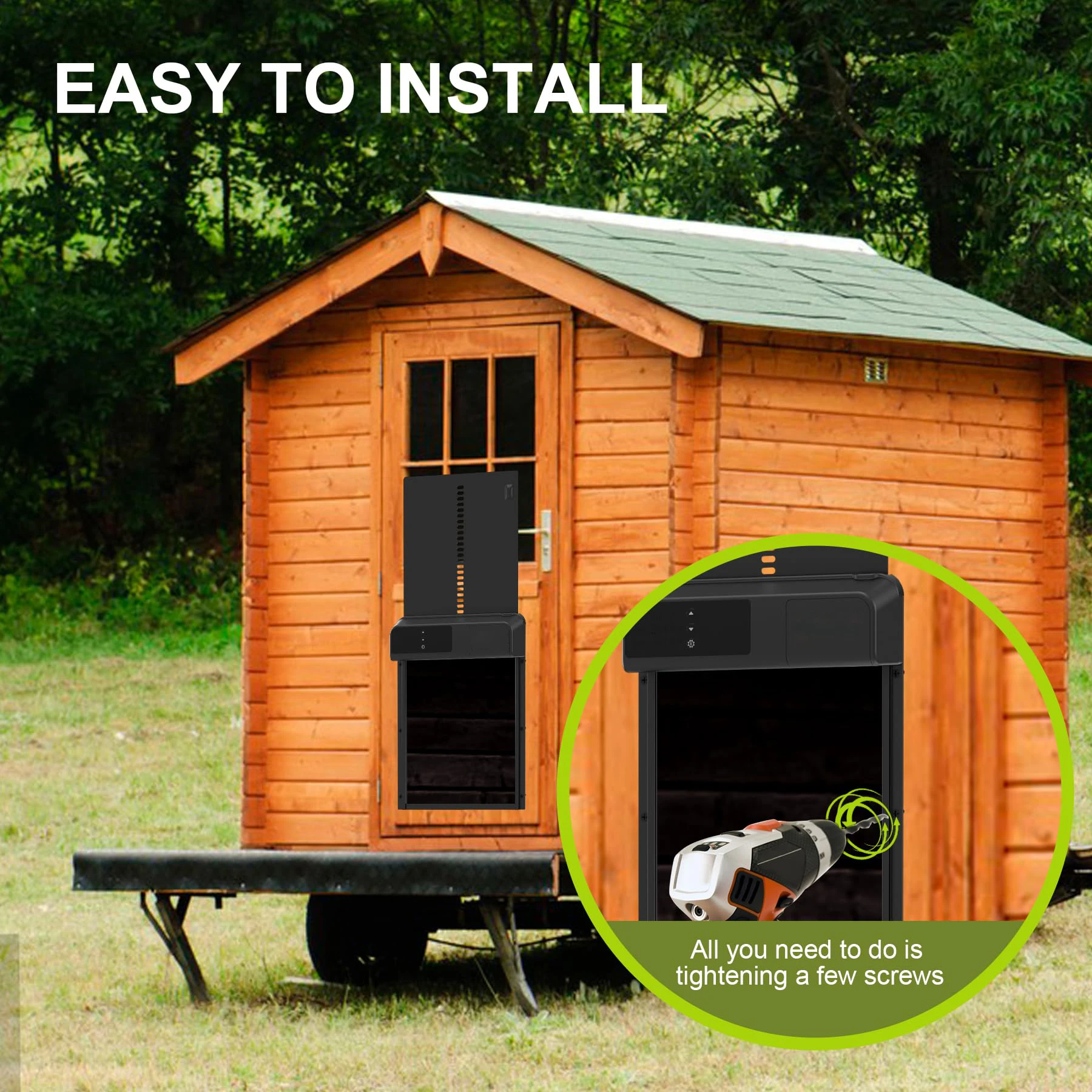 Automatic Chicken Coop Door Aluminum Chicken Door Opener Timer Controlled Open/Close Coop Door Anti-Pinch Function Automatic Chicken Coop Door Aluminum Chicken Door Opener Timer Controlled Open/Close Coop Door Anti-Pinch Function