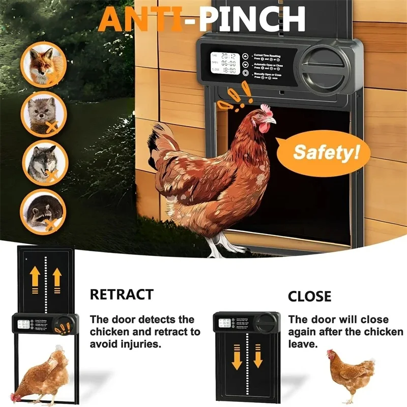 Automatic Chicken Coop Door Intelligent Timer Electric Aluminum Timing Opener Auto Chicken Door Farm Automatic Automatic Chicken Coop Door Intelligent Timer Electric Aluminum Timing Opener Auto Chicken Door Farm Automatic