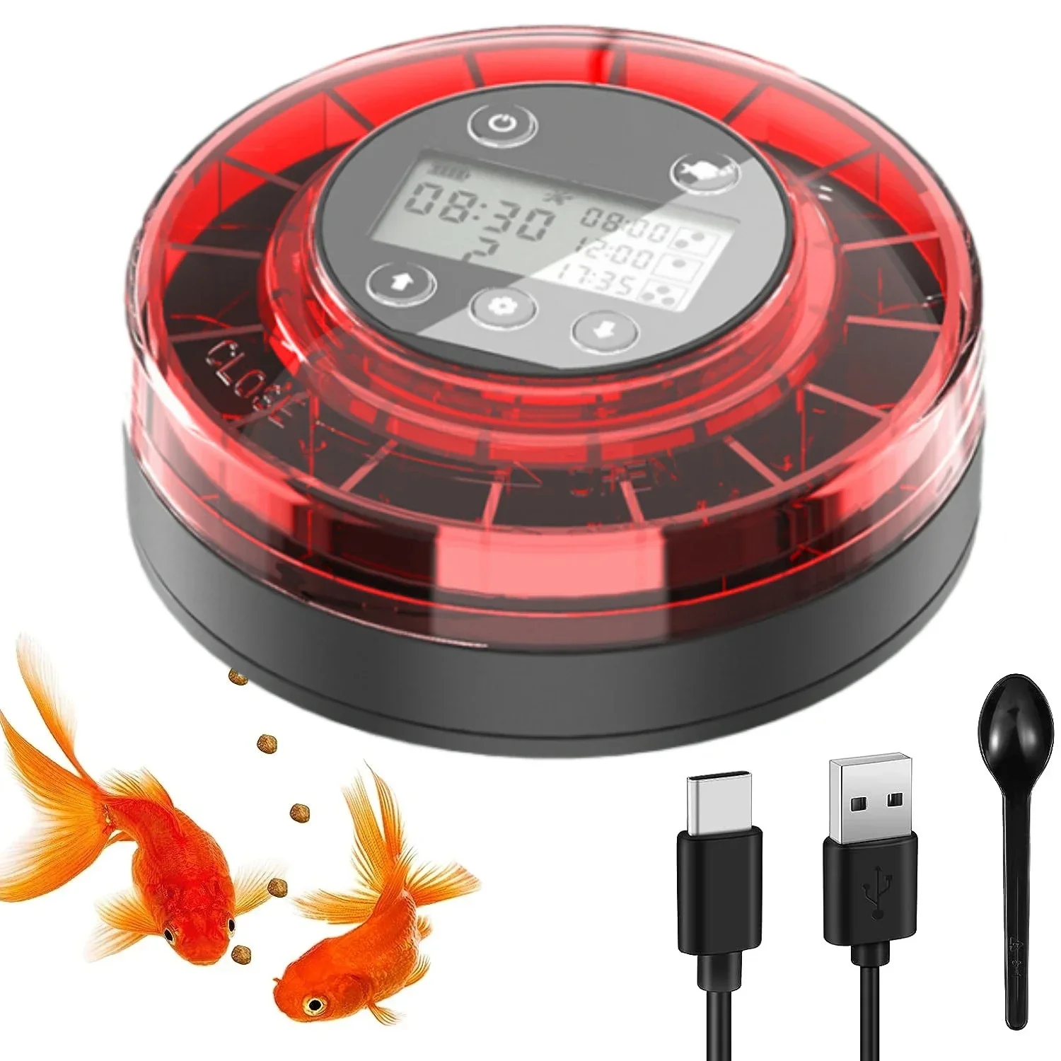 Automatic Fish Feeder for Aquarium Automatic Food Dispenser with Timer Rechargeable Timer Feeder with USB Cable LCD Automatic Fish Feeder for Aquarium Automatic Food Dispenser with Timer Rechargeable Timer Feeder with USB Cable LCD