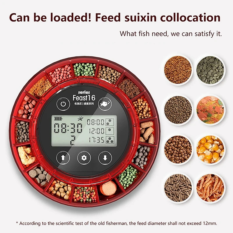 Automatic Fish Feeder for Aquarium Automatic Food Dispenser with Timer Rechargeable Timer Feeder with USB Cable LCD