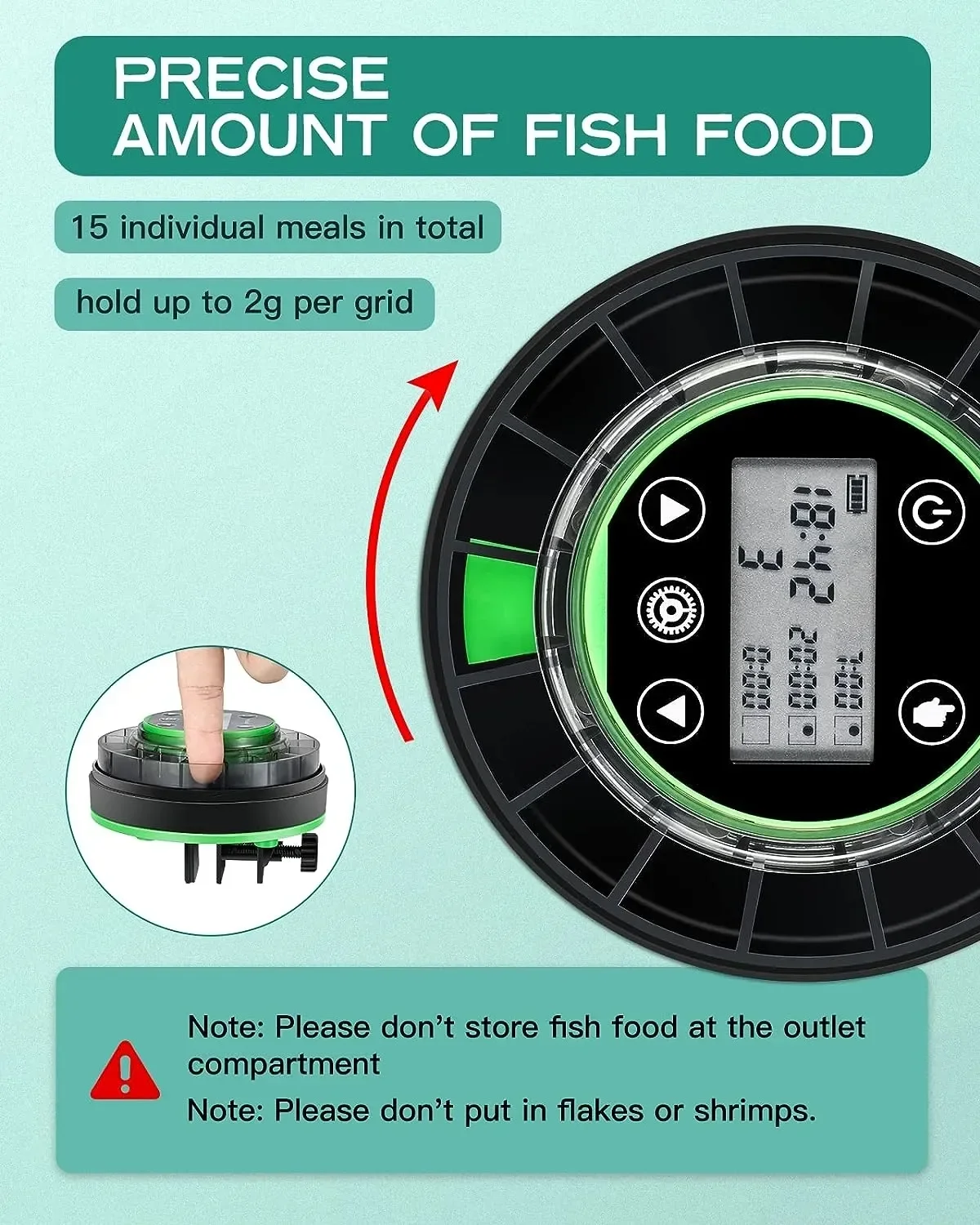 Automatic Fish Feeder for Aquarium Automatic Food Dispenser with Timer Rechargeable Timer Feeder with USB Cable LCD