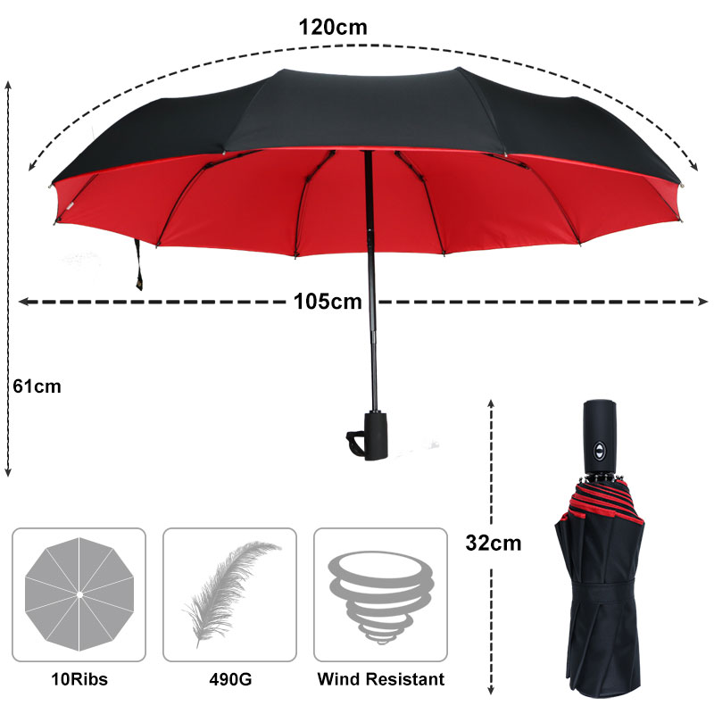 Automatic Folding Windproof Double Layer Umbrella