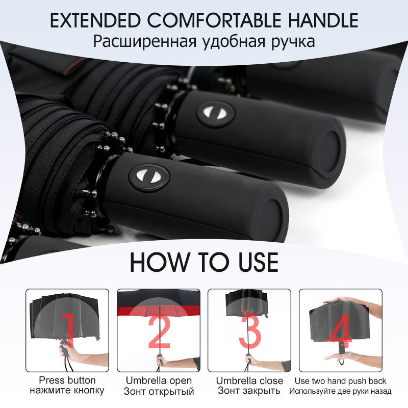 Automatic Folding Windproof Double Layer Umbrella