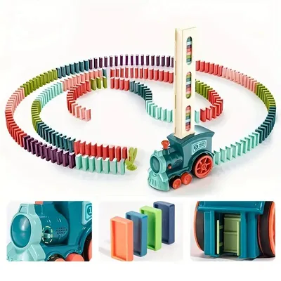 Automatic Laying Domino Train Electric Car Brick Blocks Kits Creative Games Intelligence Educational DIY Toys Kids