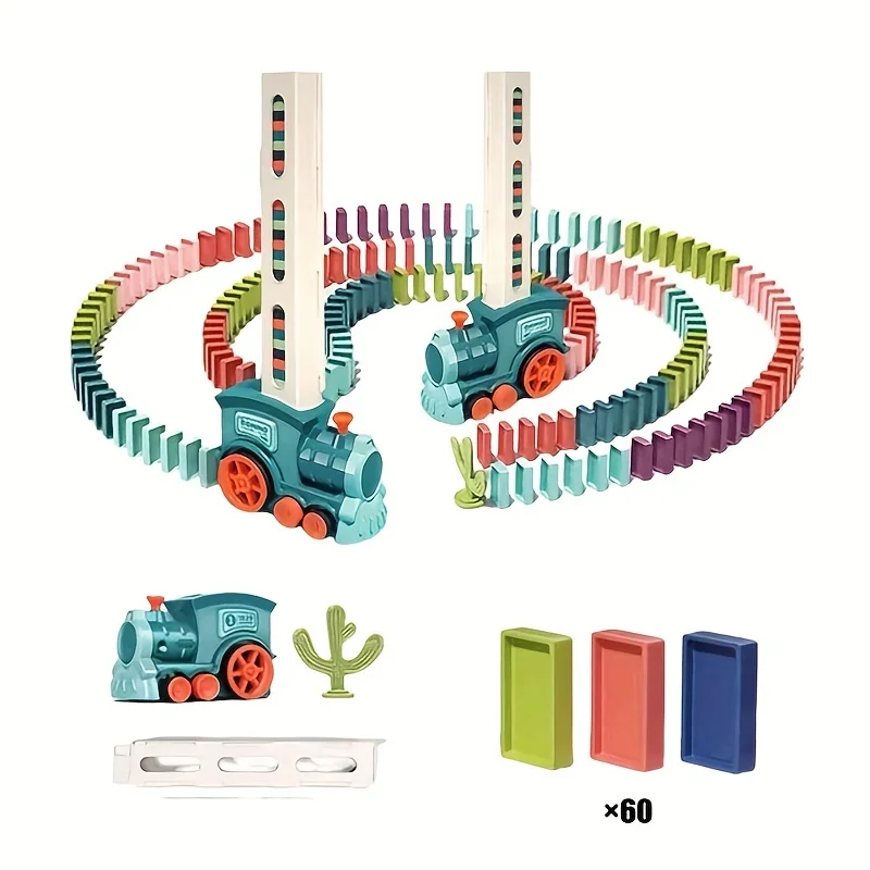 Automatic Laying Domino Train Electric Car Brick Blocks Kits Creative Games Intelligence Educational DIY Toys Kids