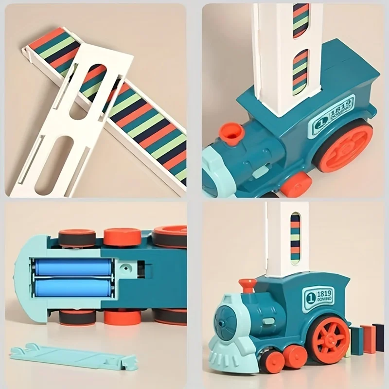 Automatic Laying Domino Train Electric Car Brick Blocks Kits Creative Games Intelligence Educational DIY Toys Kids