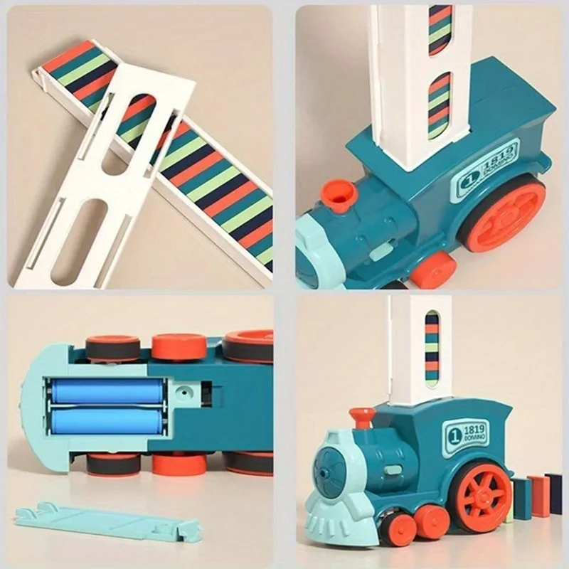 Automatic Laying Domino Train Electric Car Brick Blocks Kits Creative Games Intelligence Educational DIY Toys Kids
