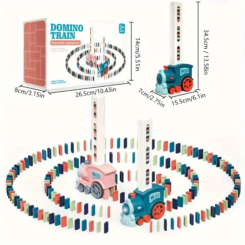 Automatic Laying Domino Train Electric Car Brick Blocks Kits Creative Games Intelligence Educational DIY Toys Kids