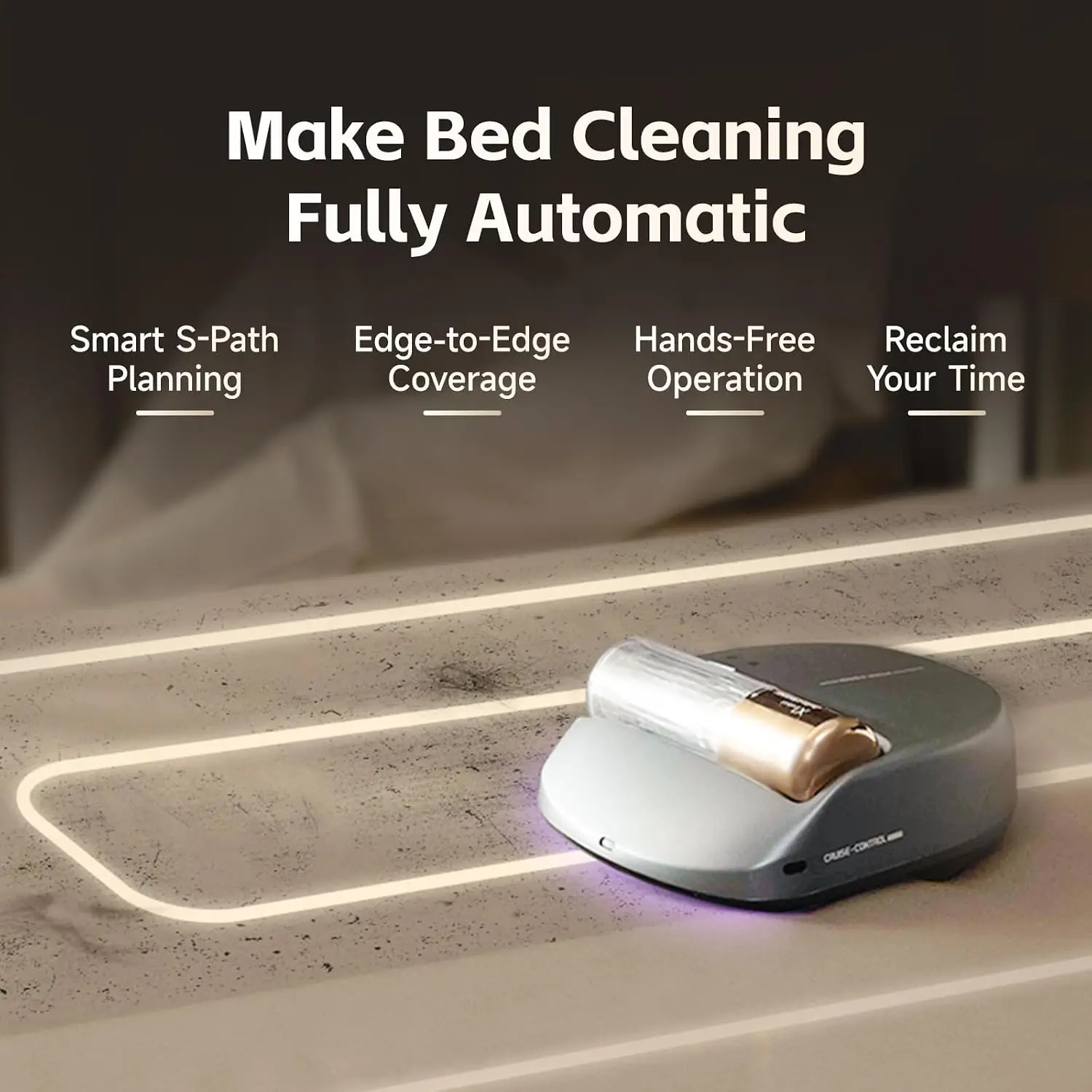 Automatic Mattress Vacuum Robot with UV-C Light, HEPA Filter, Smart Path Planning for Bed, Sofa, Carpet Automatic Mattress Vacuum Robot with UV-C Light, HEPA Filter, Smart Path Planning for Bed, Sofa, Carpet