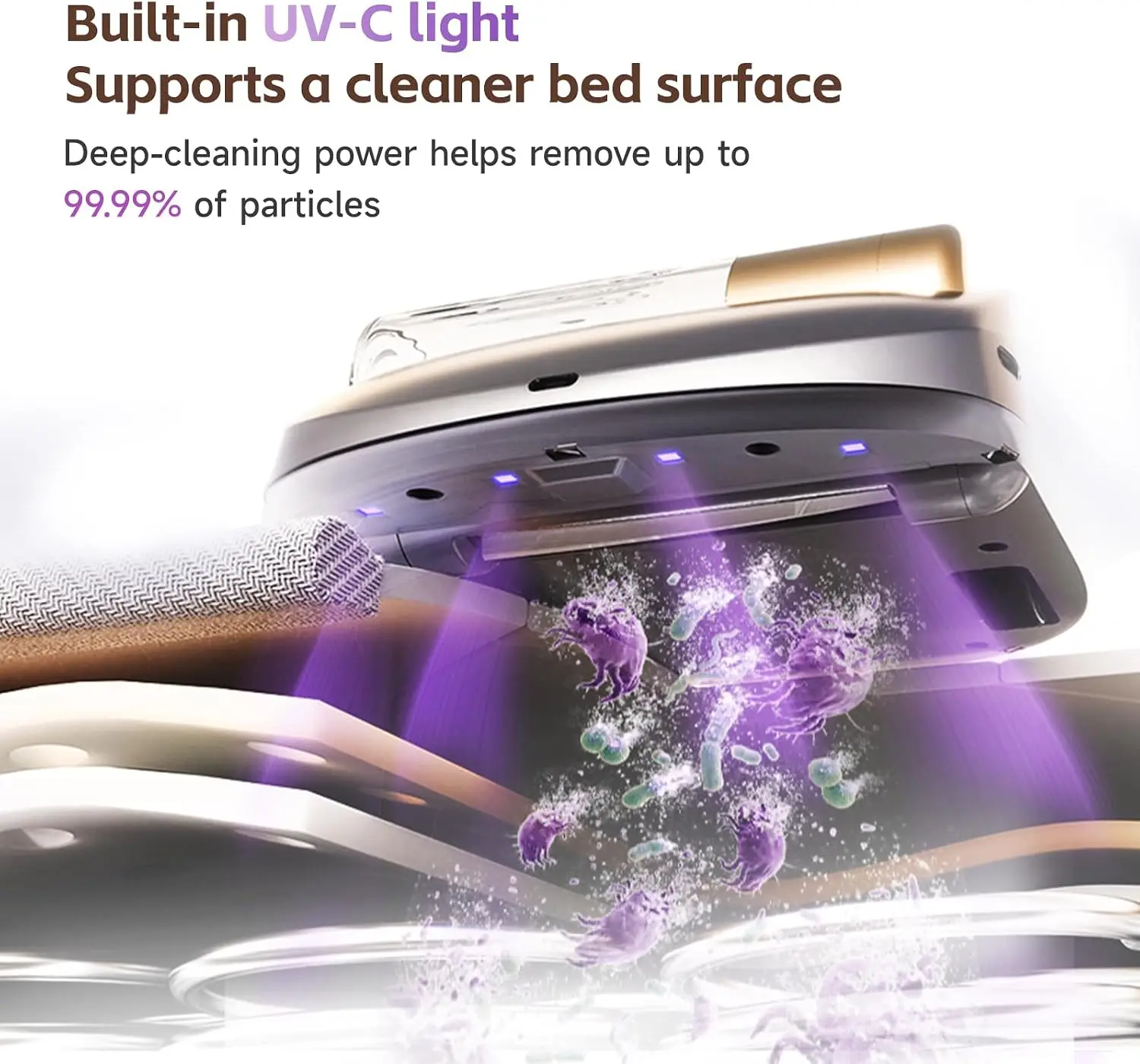 Automatic Mattress Vacuum Robot with UV-C Light, HEPA Filter, Smart Path Planning for Bed, Sofa, Carpet Automatic Mattress Vacuum Robot with UV-C Light, HEPA Filter, Smart Path Planning for Bed, Sofa, Carpet