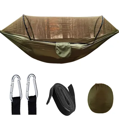 Automatic Quick Opening Mosquito Net Hammock Outdoor Camping Pole Hammock swing Anti Rollover Nylon Rocking Chair