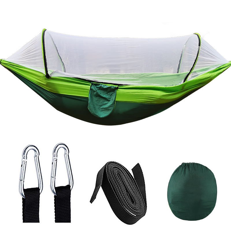 Automatic Quick Opening Mosquito Net Hammock Outdoor Camping Pole Hammock swing Anti Rollover Nylon Rocking Chair