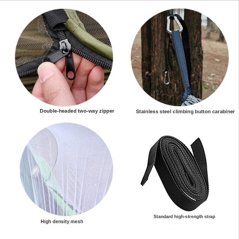Automatic Quick Opening Mosquito Net Hammock Outdoor Camping Pole Hammock swing Anti Rollover Nylon Rocking Chair