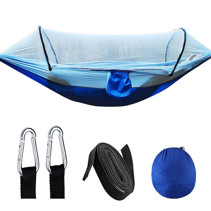 Automatic Quick Opening Mosquito Net Hammock Outdoor Camping Pole Hammock swing Anti Rollover Nylon Rocking Chair