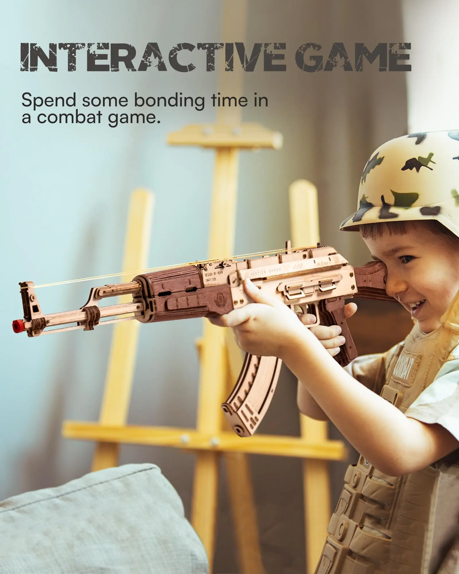 Automatic Rifle AK47 3D Wooden Gun Funny DIY Building Block Toys for Kids Adults Justice Guard Wooden Puzzle Automatic Rifle AK47 3D Wooden Gun Funny DIY Building Block Toys for Kids Adults Justice Guard Wooden Puzzle