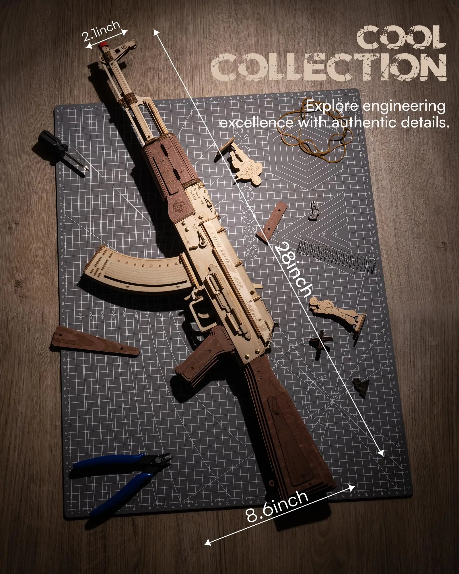 Automatic Rifle AK47 3D Wooden Gun Funny DIY Building Block Toys for Kids Adults Justice Guard Wooden Puzzle Automatic Rifle AK47 3D Wooden Gun Funny DIY Building Block Toys for Kids Adults Justice Guard Wooden Puzzle
