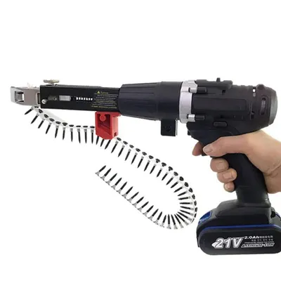 Automatic Screw Driver Chain Nail Gun Adapter Electric Drill Nozzle Woodwork Screw Drive Auto Feed Power Tool Part