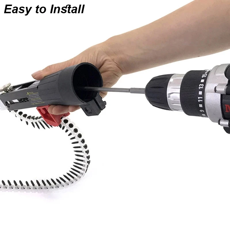 Automatic Screw Driver Chain Nail Gun Adapter Electric Drill Nozzle Woodwork Screw Drive Auto Feed Power Tool Part