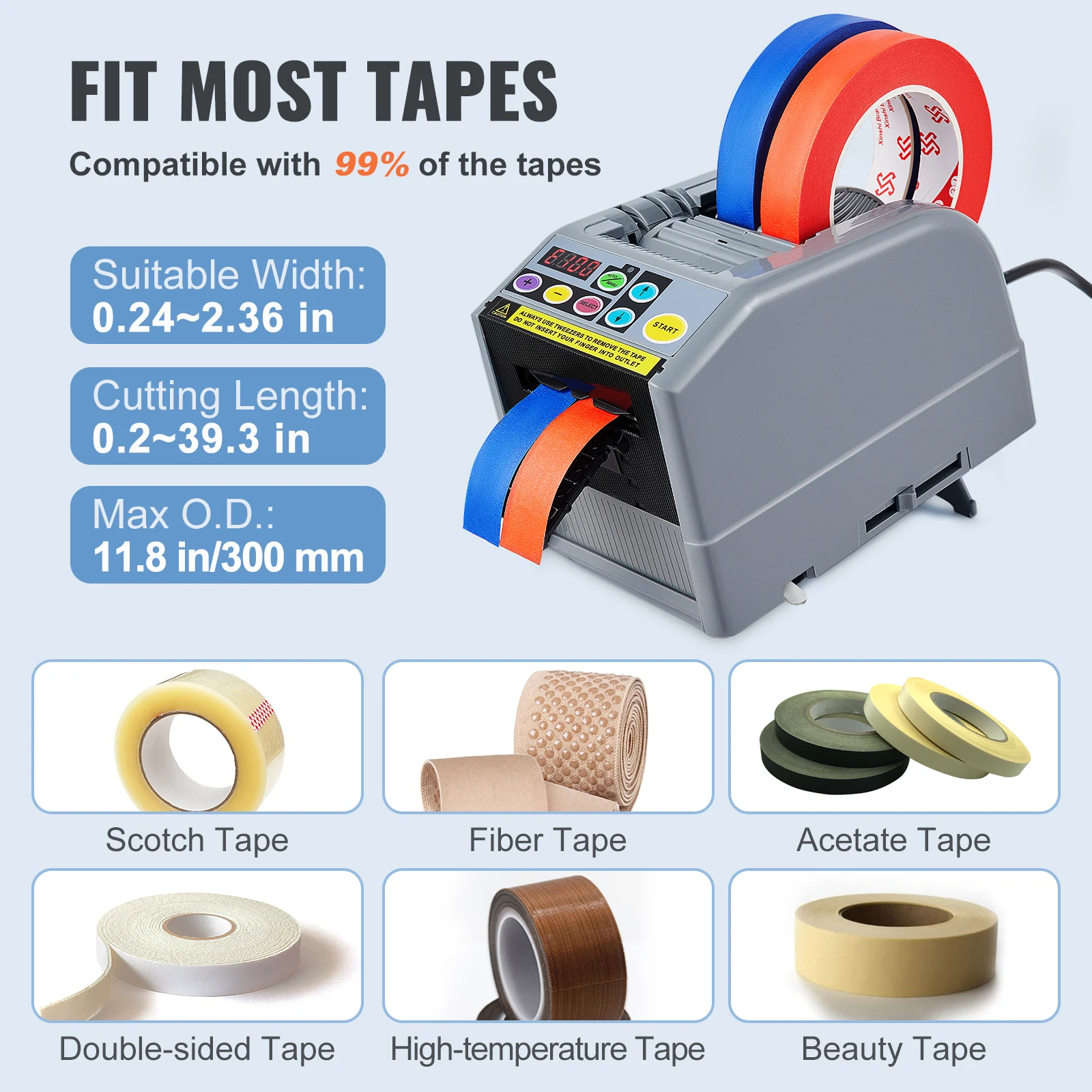 Automatic Tape Cutting Machine Paper Slitting Dispenser 6-60mm Adhesive Electric Tape Cutter for Product Package Automatic Tape Cutting Machine Paper Slitting Dispenser 6-60mm Adhesive Electric Tape Cutter for Product Package