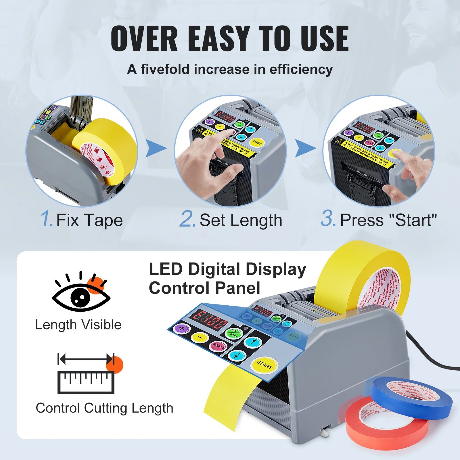 Automatic Tape Cutting Machine Paper Slitting Dispenser 6-60mm Adhesive Electric Tape Cutter for Product Package Automatic Tape Cutting Machine Paper Slitting Dispenser 6-60mm Adhesive Electric Tape Cutter for Product Package