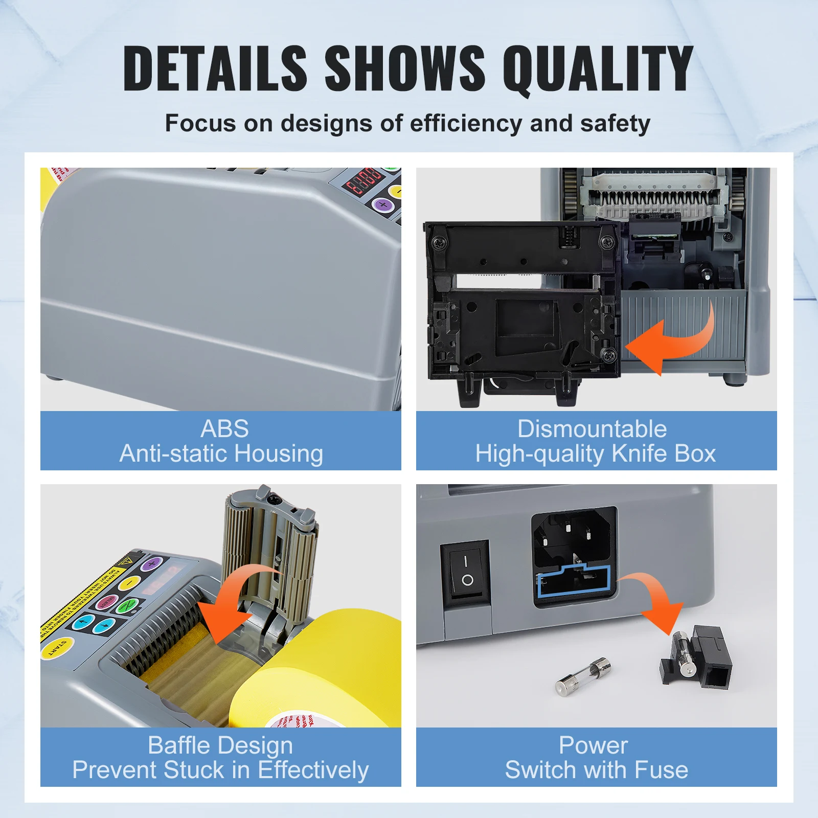 Automatic Tape Cutting Machine Paper Slitting Dispenser 6-60mm Adhesive Electric Tape Cutter for Product Package Automatic Tape Cutting Machine Paper Slitting Dispenser 6-60mm Adhesive Electric Tape Cutter for Product Package