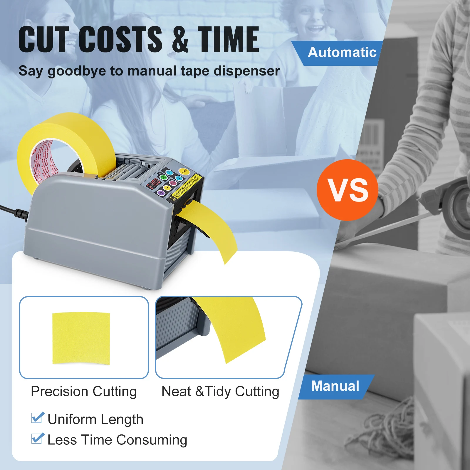 Automatic Tape Cutting Machine Paper Slitting Dispenser 6-60mm Adhesive Electric Tape Cutter for Product Package Automatic Tape Cutting Machine Paper Slitting Dispenser 6-60mm Adhesive Electric Tape Cutter for Product Package