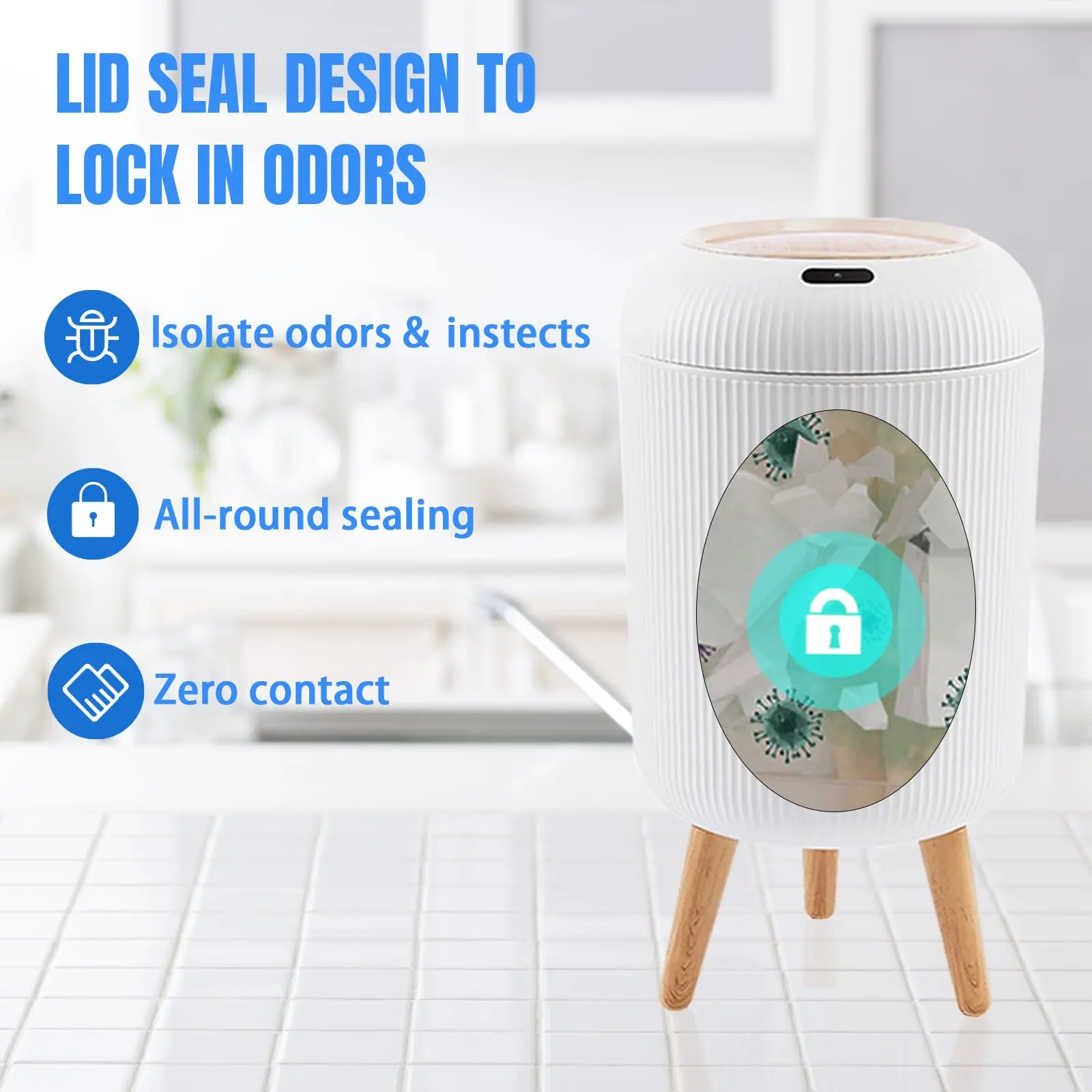 Automatic Trash Can with Lid, Small Plastic Smart Trash Can, Motion Sensor Trash Can for Bedroom, Bathroom, Kitchen Automatic Trash Can with Lid, Small Plastic Smart Trash Can, Motion Sensor Trash Can for Bedroom, Bathroom, Kitchen