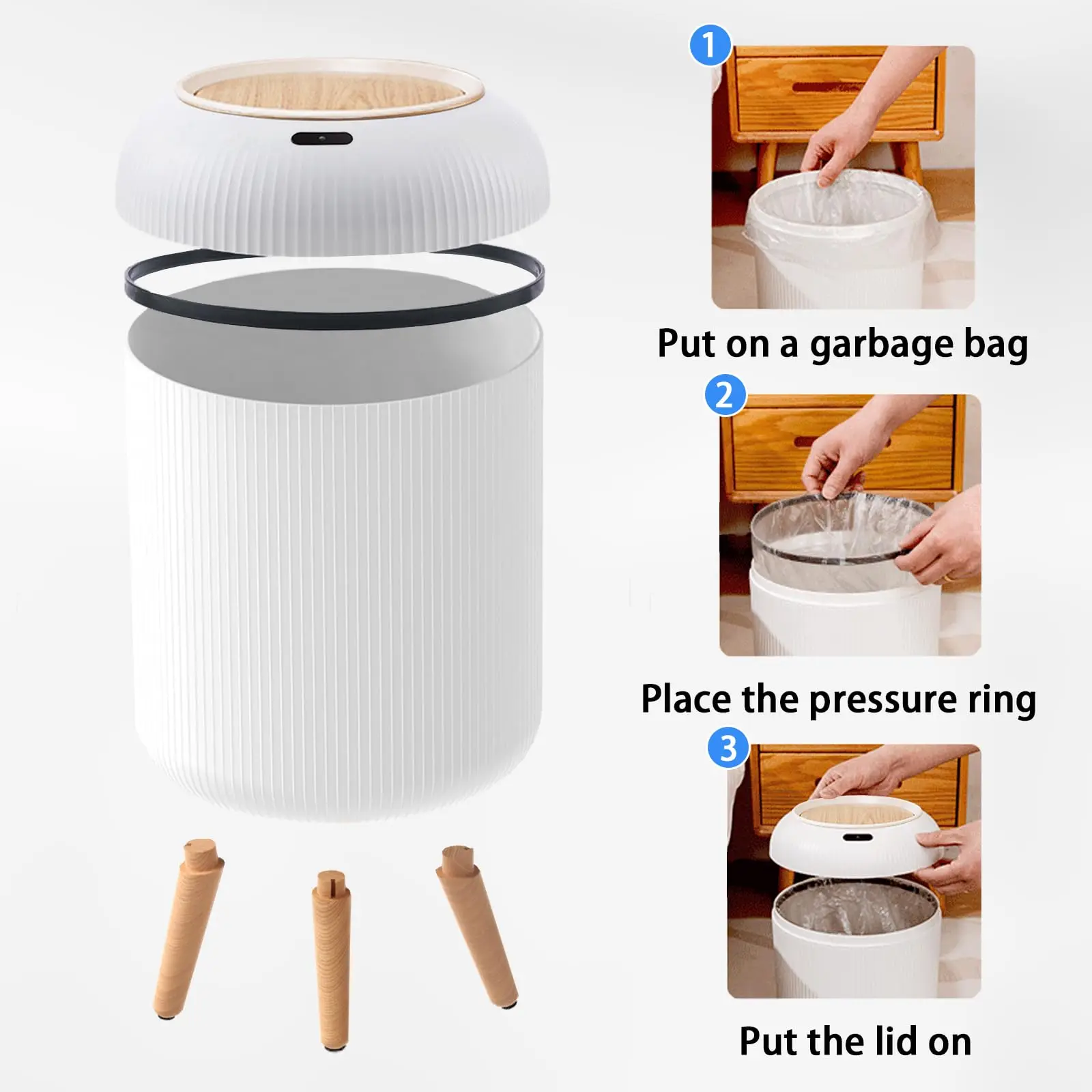 Automatic Trash Can with Lid, Small Plastic Smart Trash Can, Motion Sensor Trash Can for Bedroom, Bathroom, Kitchen Automatic Trash Can with Lid, Small Plastic Smart Trash Can, Motion Sensor Trash Can for Bedroom, Bathroom, Kitchen