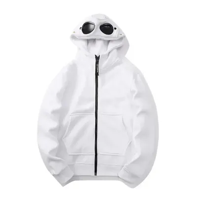 Autumn and Winter Glasses Hat Hip-hop Cardigan Zipper and Fleece Hooded Sweatshirt Outdoor Warm Jacket Unisex